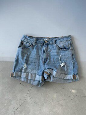 KANCAN Light Wash Cuffed Denim Shorts Size 30